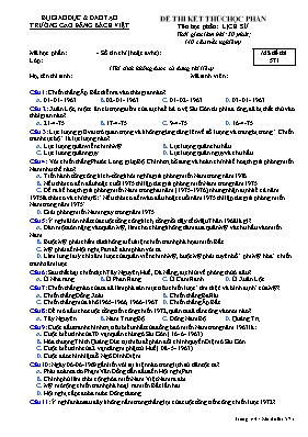 Đề thi kết thúc học phần Lịch sử - Mã đề 571 - Trường Cao đẳng Bách Việt